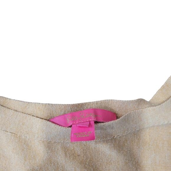 Lilly Pulitzer Glenda Heathered Sand Bar Tan Fringe Coolmax Sweater Small - Picture 5 of 8